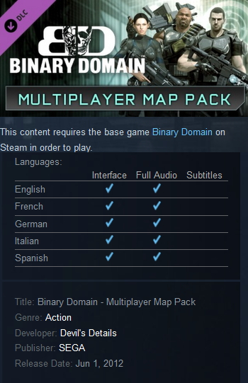 Binary Domain - Multiplayer Map Pack Steam - Click Image to Close
